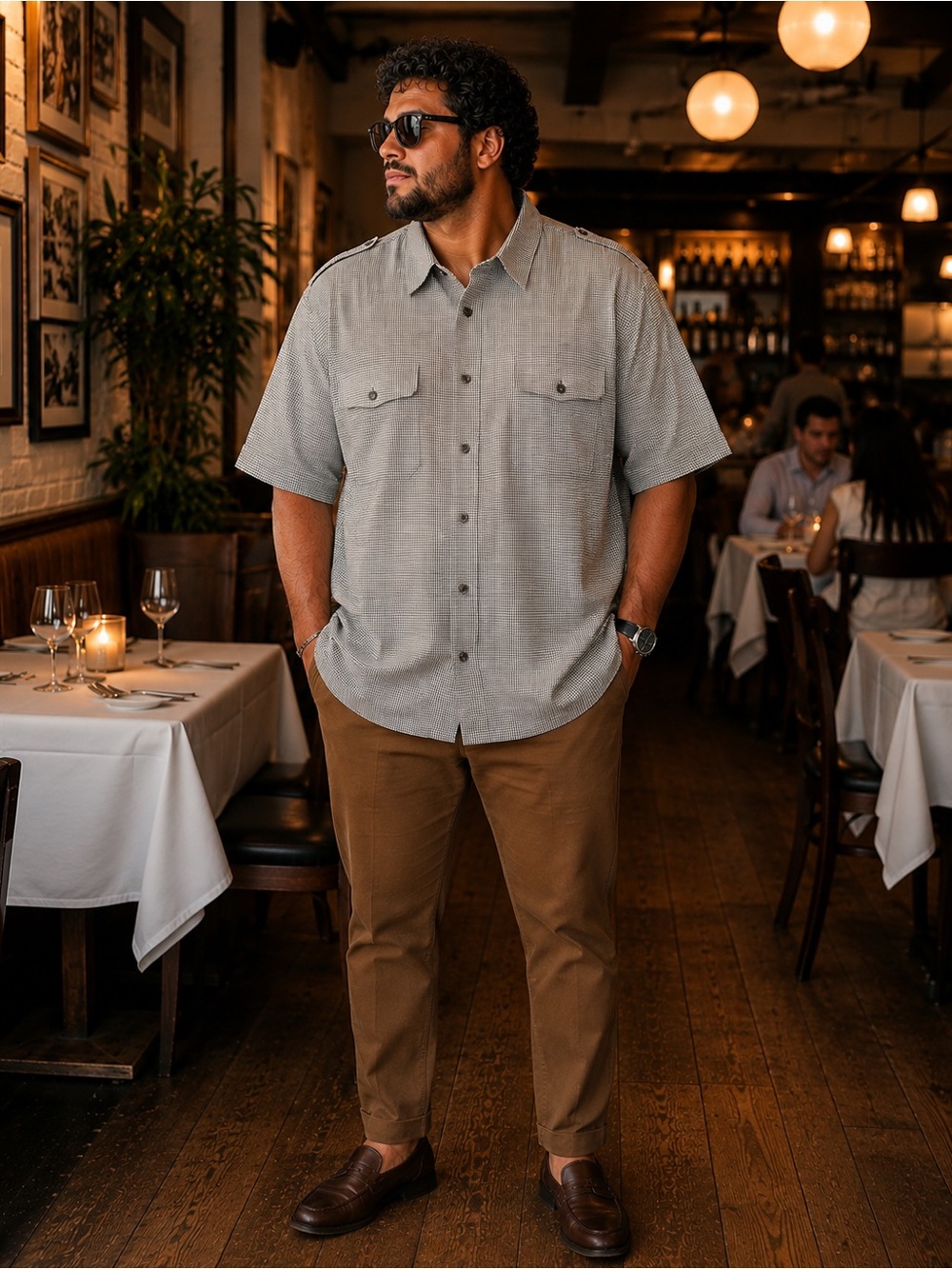 Macy's Men's Short-Sleeve Button-Down Shirt in Light Gray